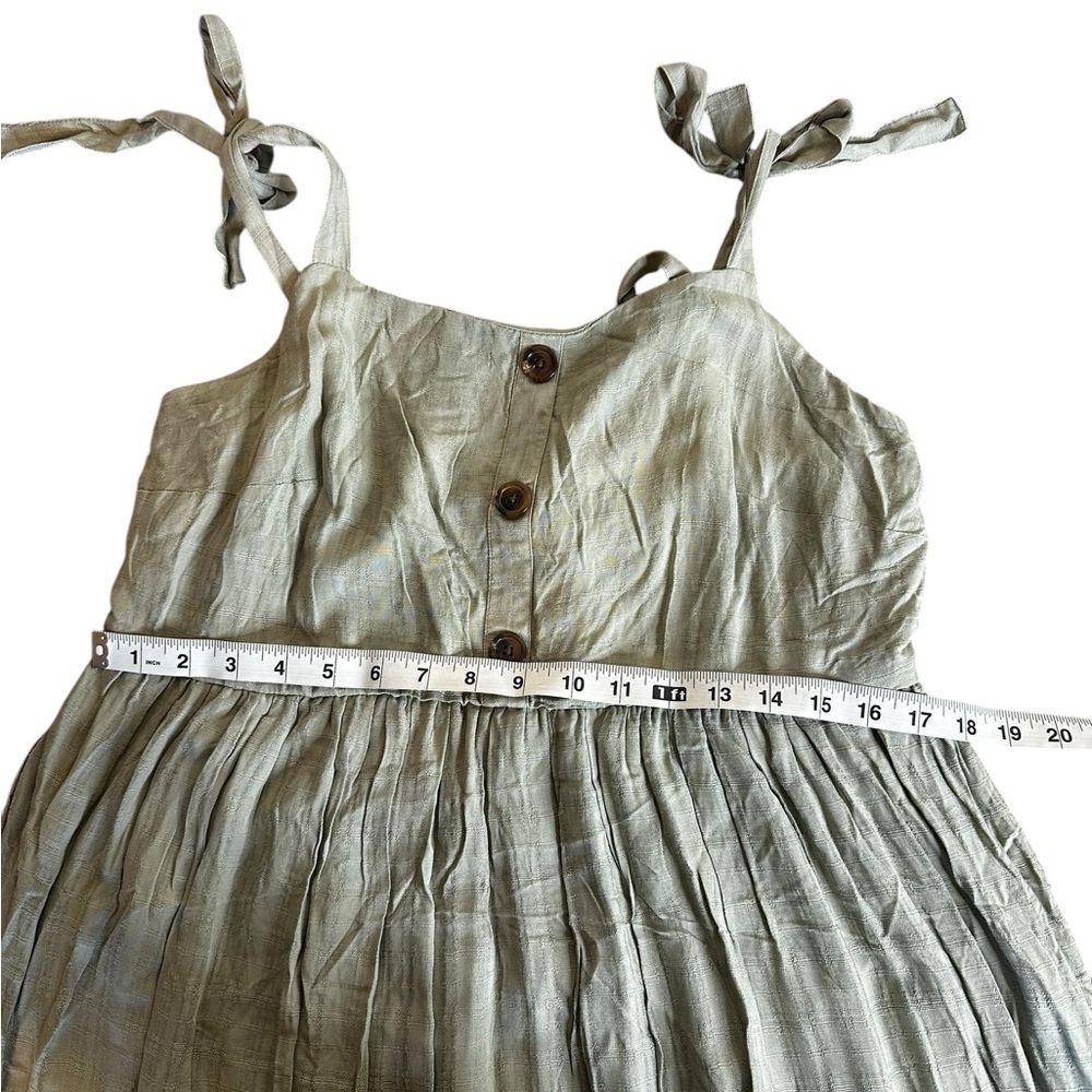 Torrid Woven Sage Green Textured Dress Button-Front Tie Straps - Picture 5 of 8
